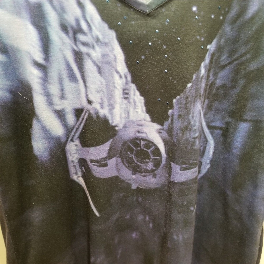Rock & Republic Women Star Wars Top Blue Size Small T-Shirt Graphic Tie Fighter - Picture 2 of 10